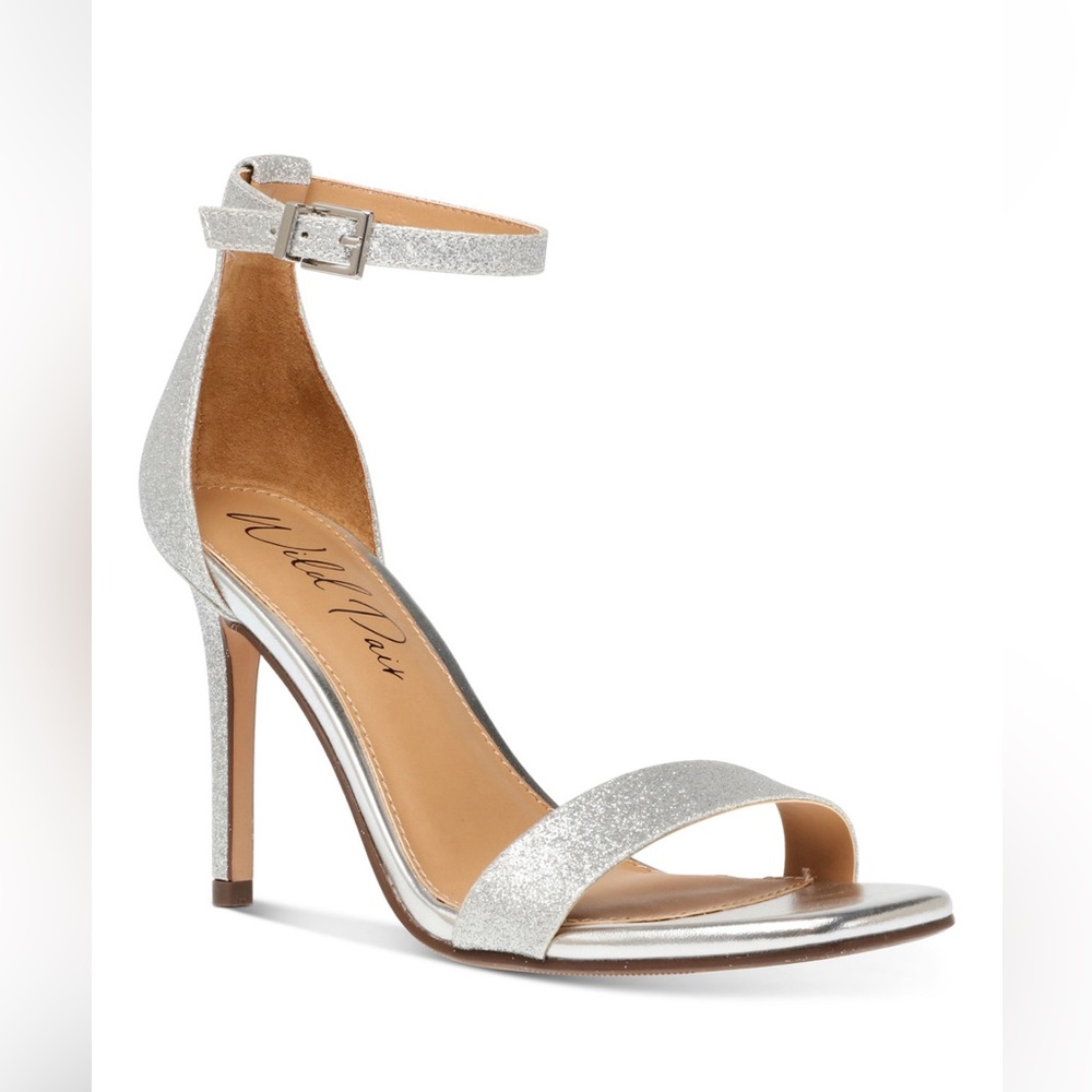 Wild Pair's two-piece sandals elevate dressy looks on a sleek stiletto heel.